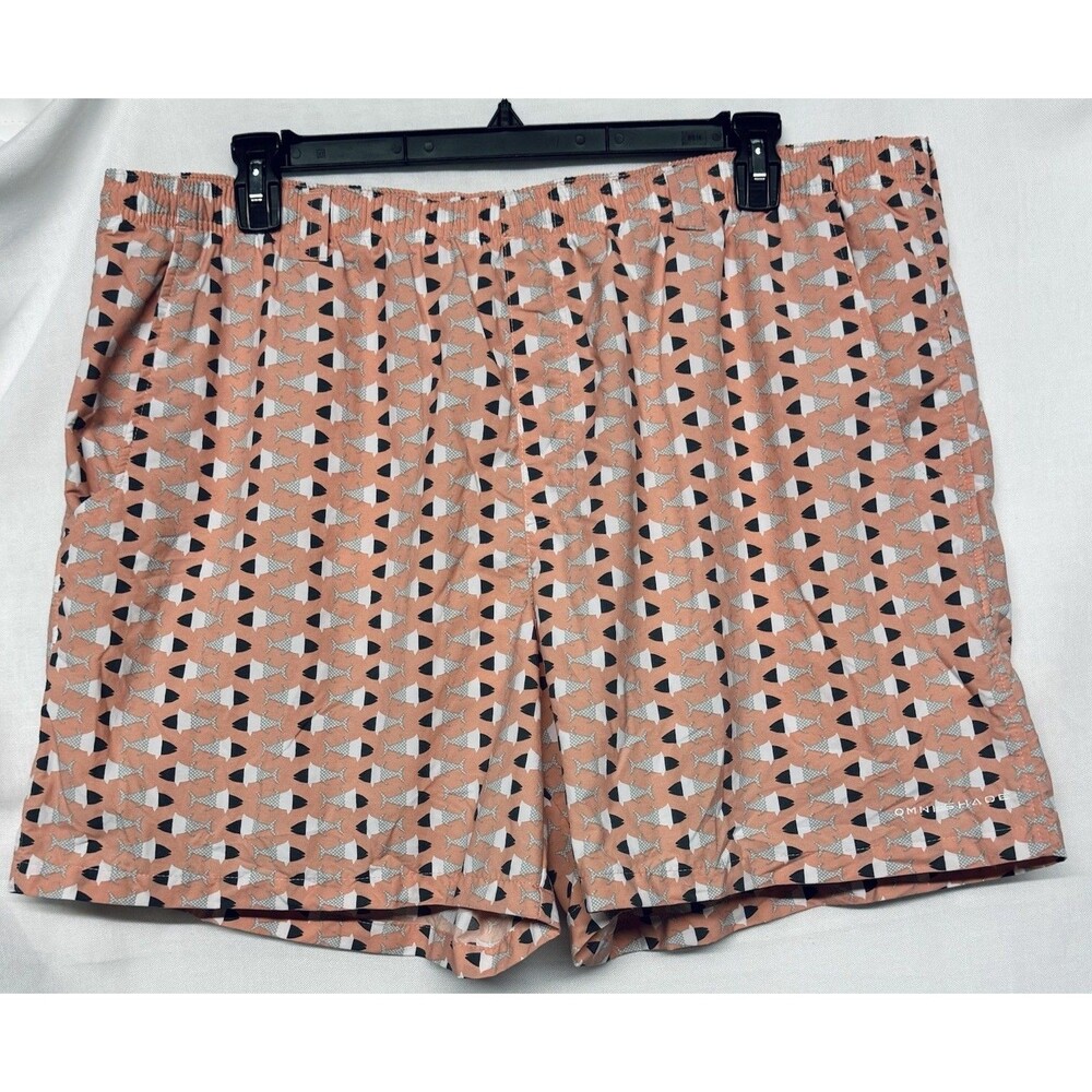 Columbia PFG Men's size XXL Swim Trunks Shorts w Fish Print & Drawstring 2XL 2X